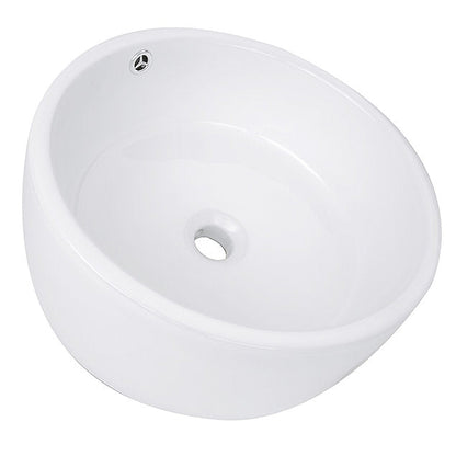 Nantucket Sinks Brant Point 17" Round Porcelain Enamel Glazed White Ceramic Vessel Sink With Overflow