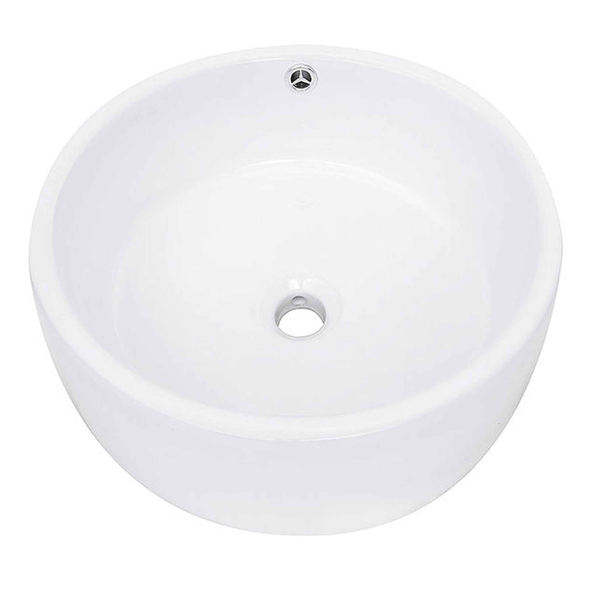 Nantucket Sinks Brant Point 17" Round Porcelain Enamel Glazed White Ceramic Vessel Sink With Overflow