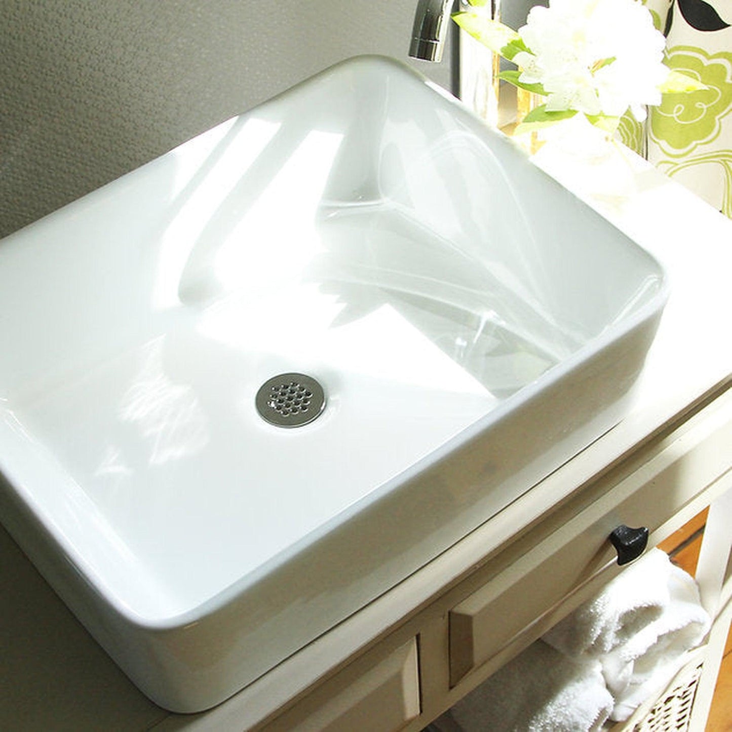 Nantucket Sinks Brant Point 19" W x 15" D Rectangular Porcelain Enamel Glazed White Ceramic Vessel Sink