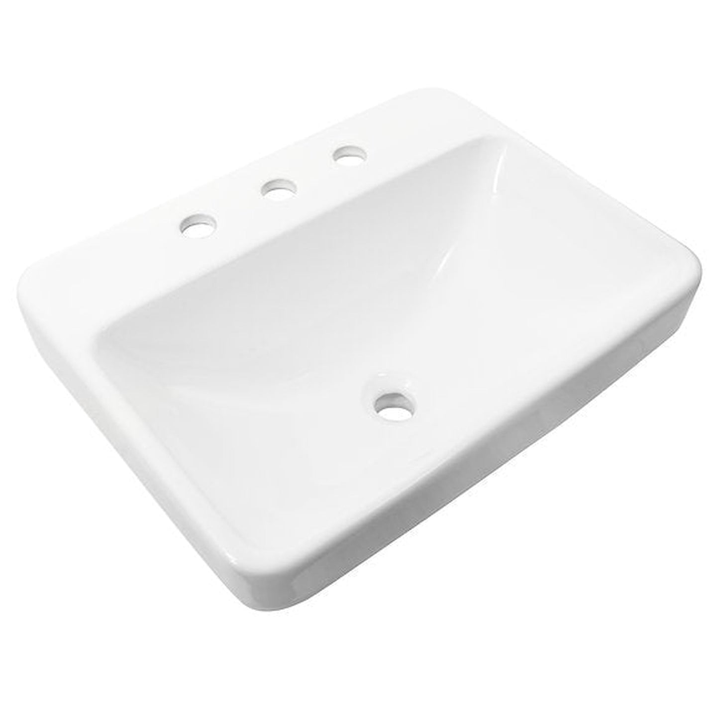 Nantucket Sinks Brant Point 23" 3-Hole Rectangular Drop-In Porcelain Enamel Glazed White Ceramic Vanity Sink