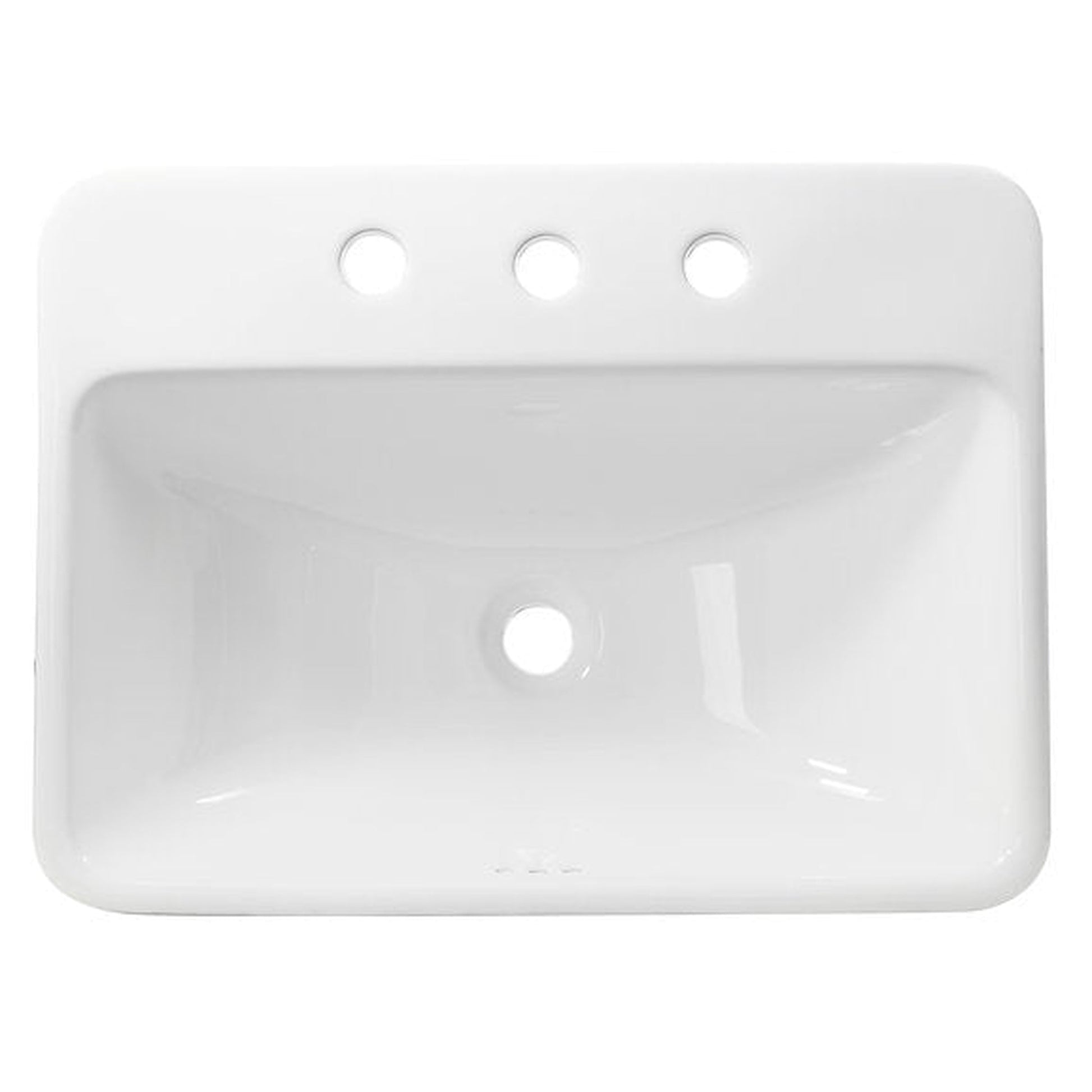 Nantucket Sinks Brant Point 23" 3-Hole Rectangular Drop-In Porcelain Enamel Glazed White Ceramic Vanity Sink
