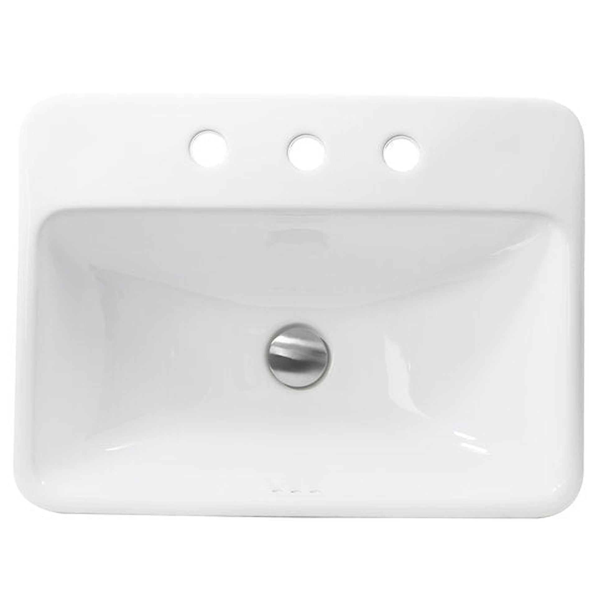 Nantucket Sinks Brant Point 23" 3-Hole Rectangular Drop-In Porcelain Enamel Glazed White Ceramic Vanity Sink