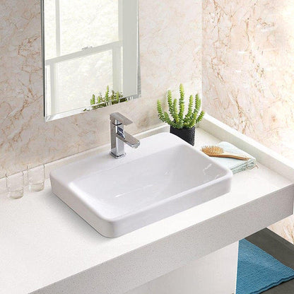 Nantucket Sinks Brant Point 23" Single Hole Rectangular Drop-In Porcelain Enamel Glazed White Ceramic Vanity Sink