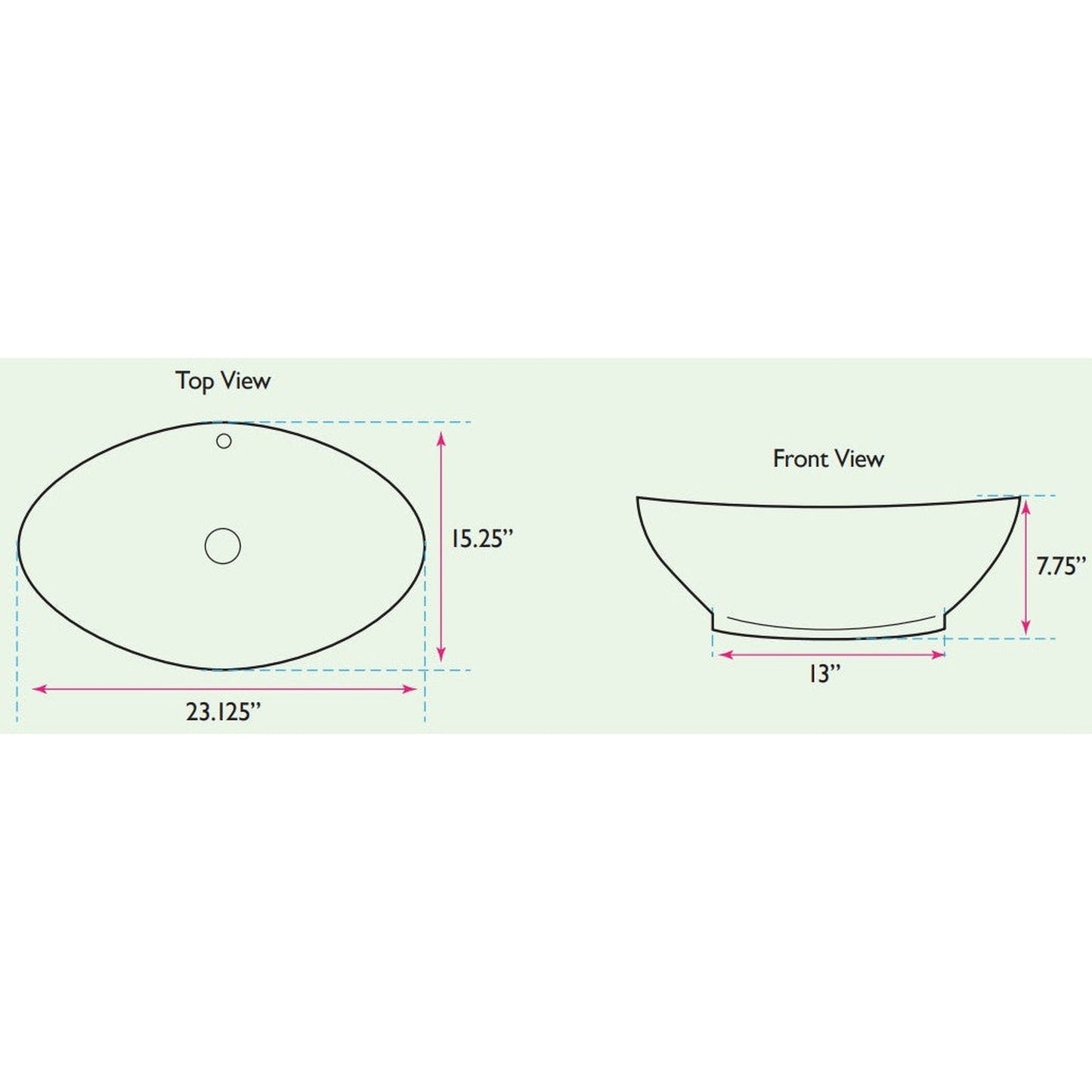 Nantucket Sinks Brant Point 23" W x 15" D Oval Porcelain Enamel Glazed White Ceramic Vessel Sink With Overflow