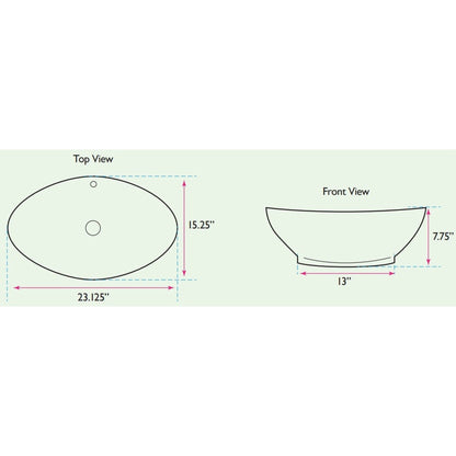 Nantucket Sinks Brant Point 23" W x 15" D Oval Porcelain Enamel Glazed White Ceramic Vessel Sink With Overflow