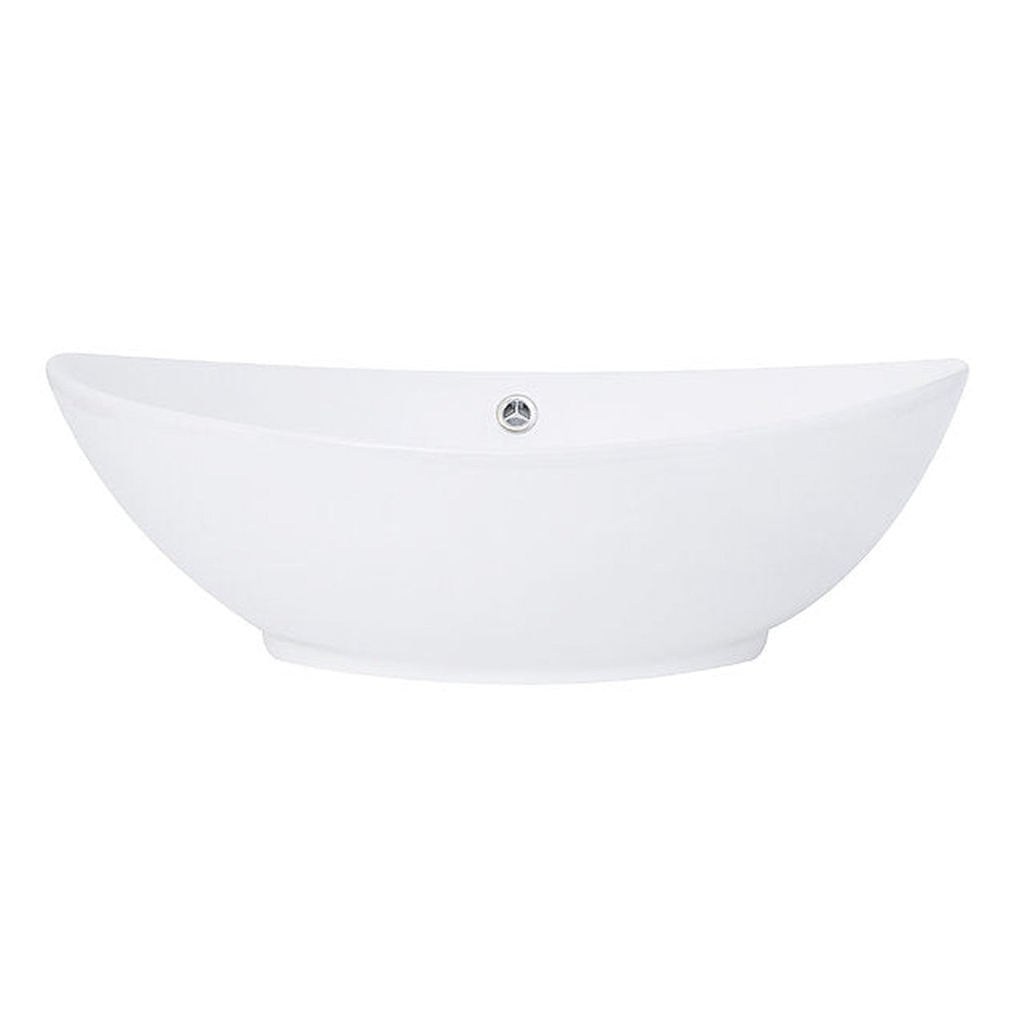 Nantucket Sinks Brant Point 23" W x 15" D Oval Porcelain Enamel Glazed White Ceramic Vessel Sink With Overflow