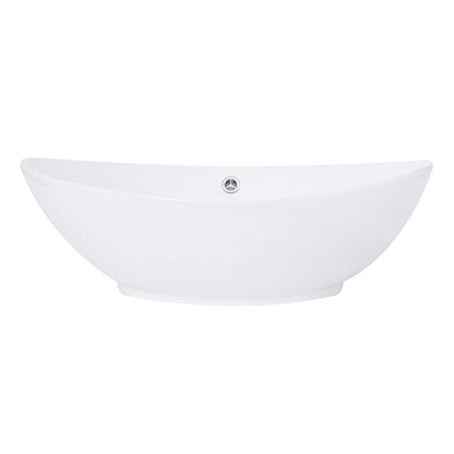 Nantucket Sinks Brant Point 23" W x 15" D Oval Porcelain Enamel Glazed White Ceramic Vessel Sink With Overflow