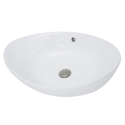 Nantucket Sinks Brant Point 23" W x 15" D Oval Porcelain Enamel Glazed White Ceramic Vessel Sink With Overflow