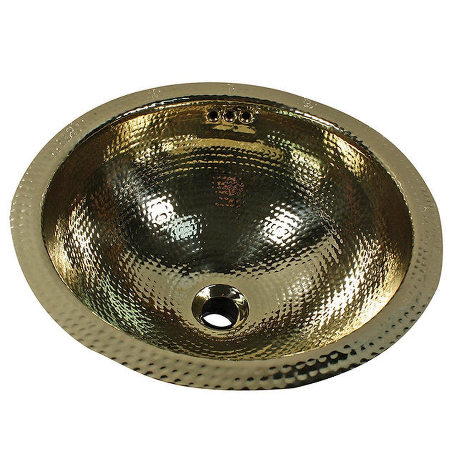 Nantucket Sinks Brightwork Home 13" Round Hand Hammered Polished Brass Undermount Sink With Overflow