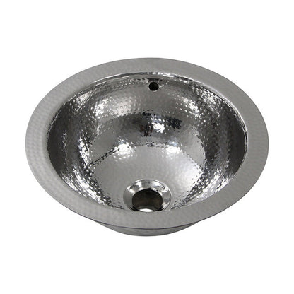 Nantucket Sinks Brightwork Home 13" Round Hand Hammered Polished Stainless Steel Undermount Sink With Overflow