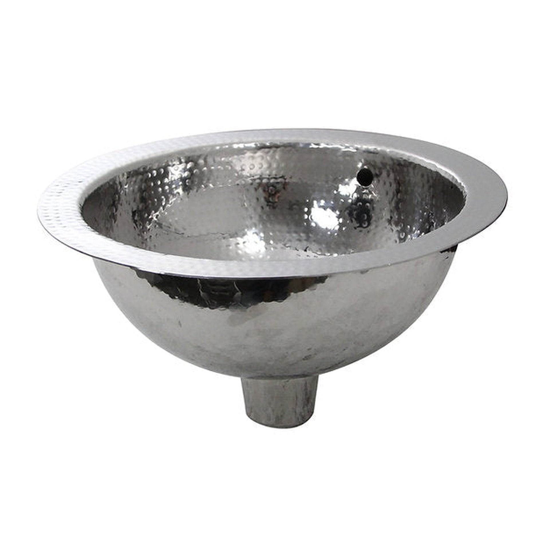 Nantucket Sinks Brightwork Home 13" Round Hand Hammered Polished Stainless Steel Undermount Sink With Overflow