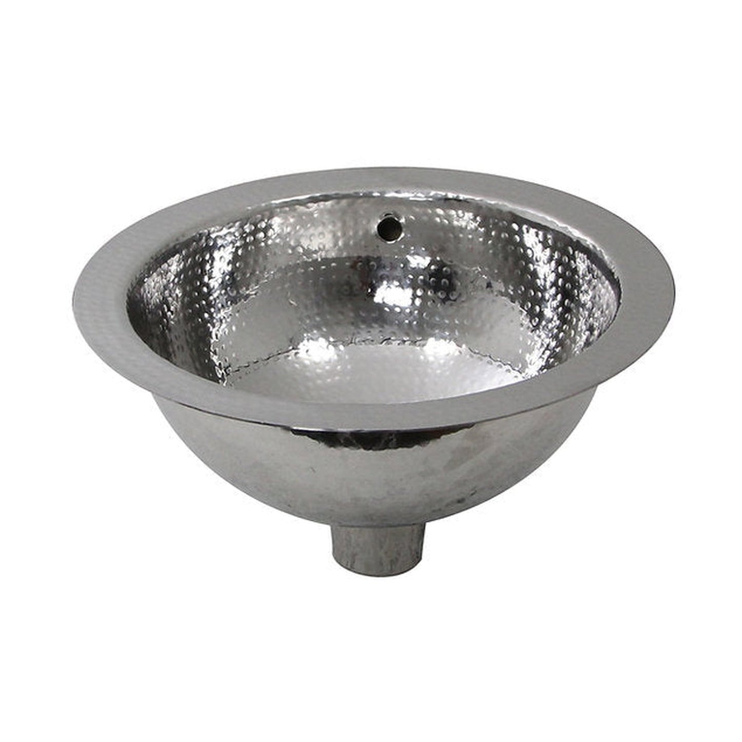 Nantucket Sinks Brightwork Home 13" Round Hand Hammered Polished Stainless Steel Undermount Sink With Overflow