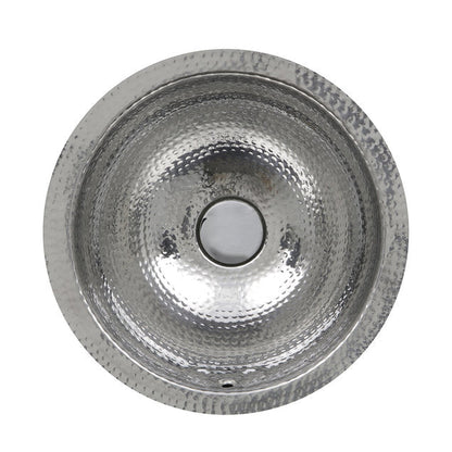 Nantucket Sinks Brightwork Home 13" Round Hand Hammered Polished Stainless Steel Undermount Sink With Overflow