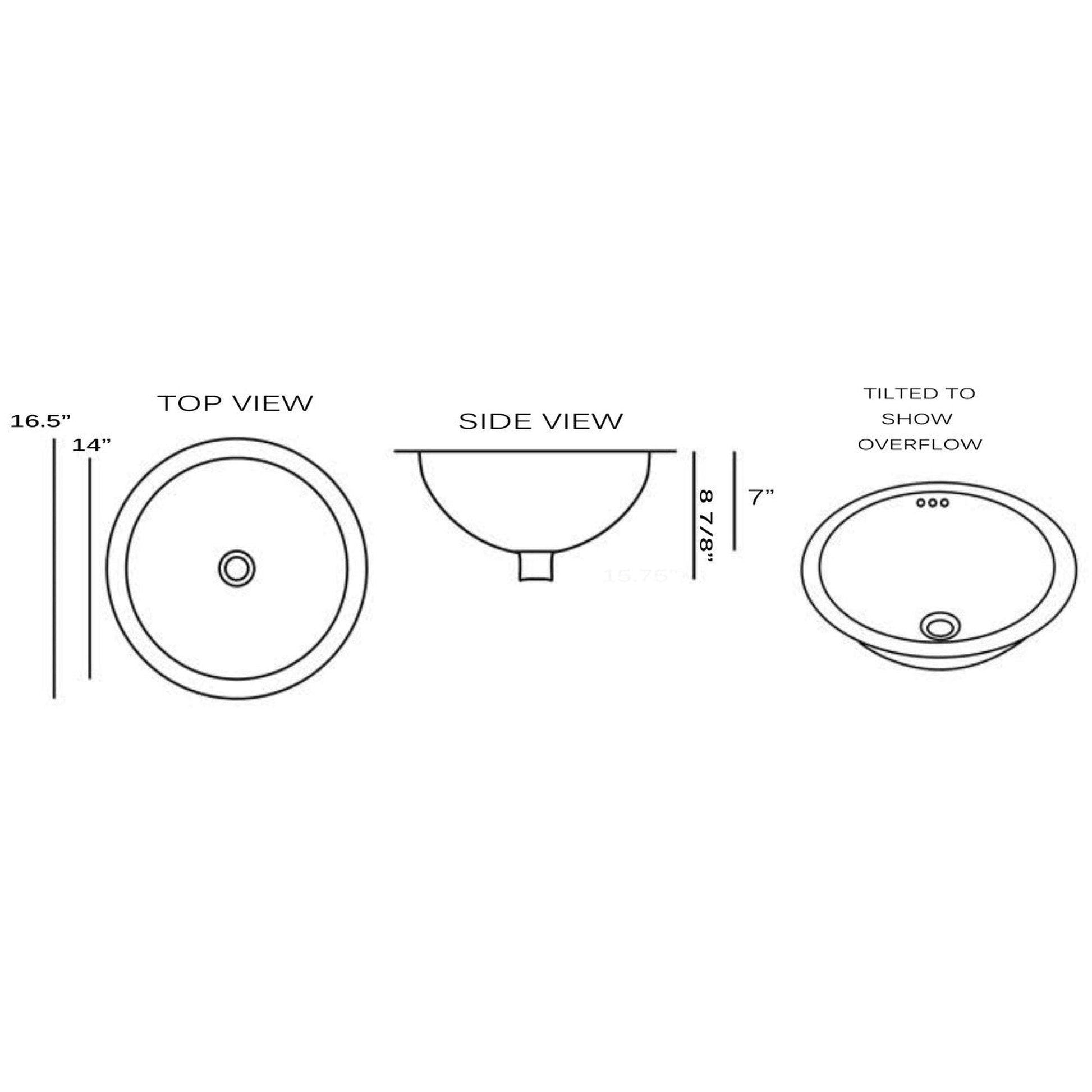 Nantucket Sinks Brightwork Home 17" Round Hand Hammered Polished Brass Undermount Sink With Overflow