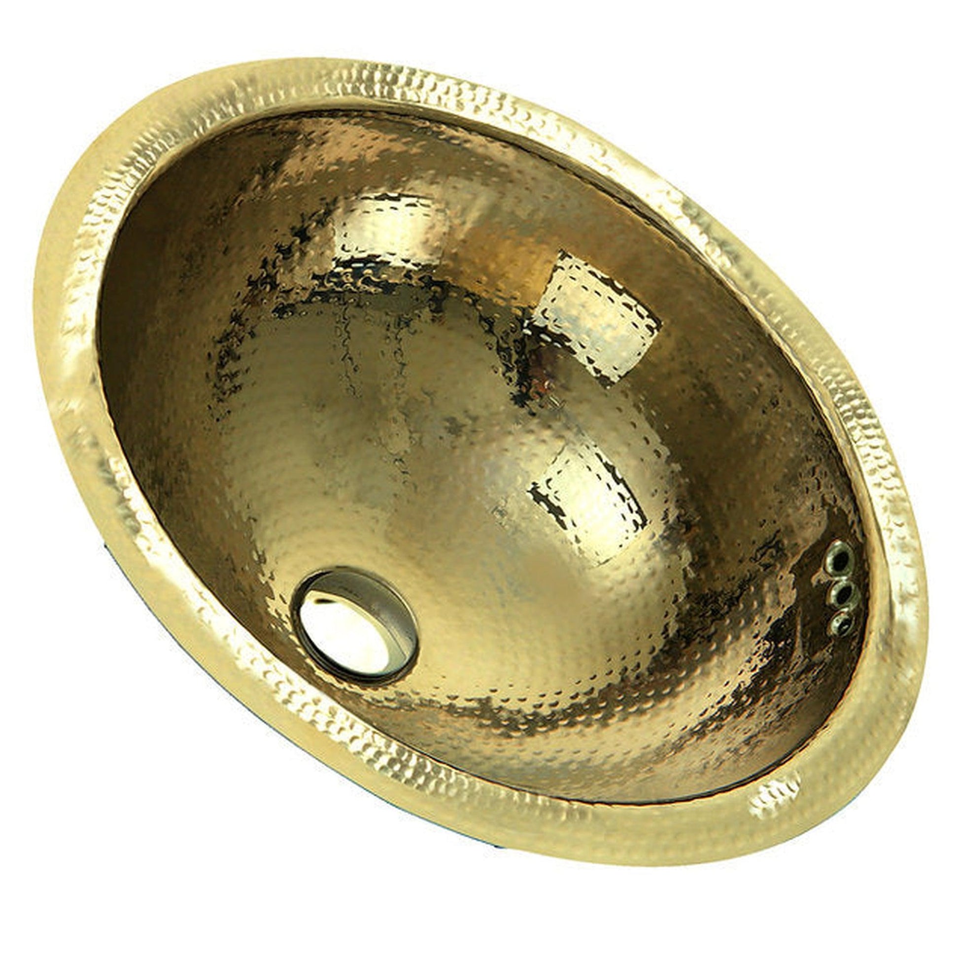 Nantucket Sinks Brightwork Home 17" Round Hand Hammered Polished Brass Undermount Sink With Overflow