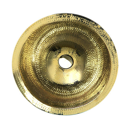 Nantucket Sinks Brightwork Home 17" Round Hand Hammered Polished Brass Undermount Sink With Overflow