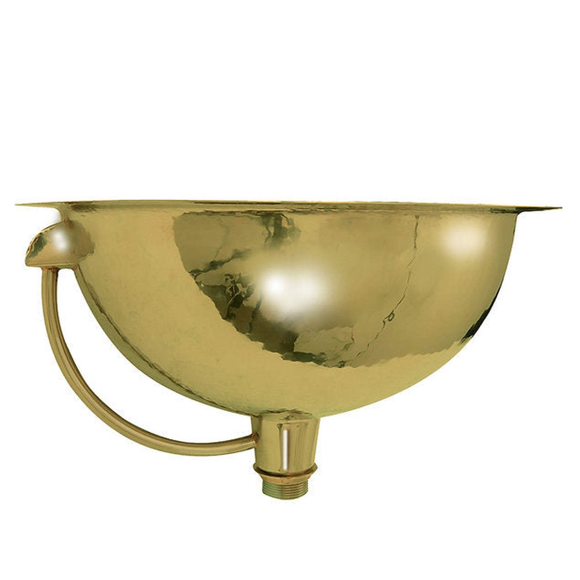 Nantucket Sinks Brightwork Home 17" Round Hand Hammered Polished Brass Undermount Sink With Overflow