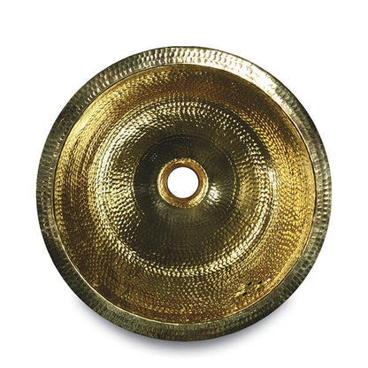 Nantucket Sinks Brightwork Home 17" Round Hand Hammered Polished Brass Undermount Sink With Overflow