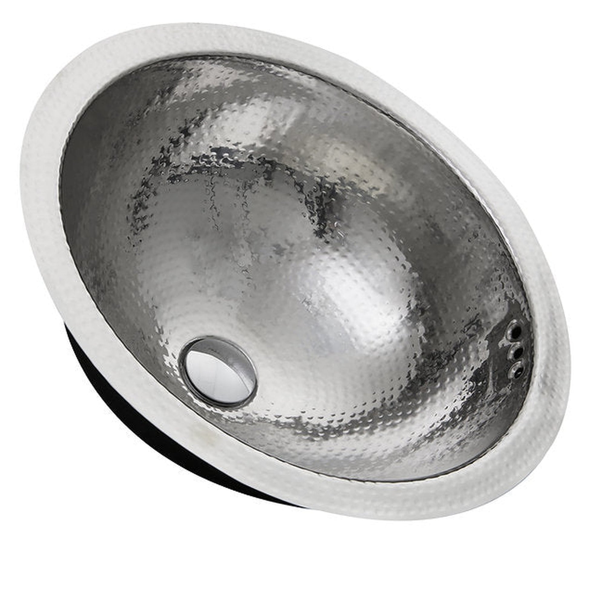 Nantucket Sinks Brightwork Home 17" Round Hand Hammered Polished Stainless Steel Undermount Sink With Overflow