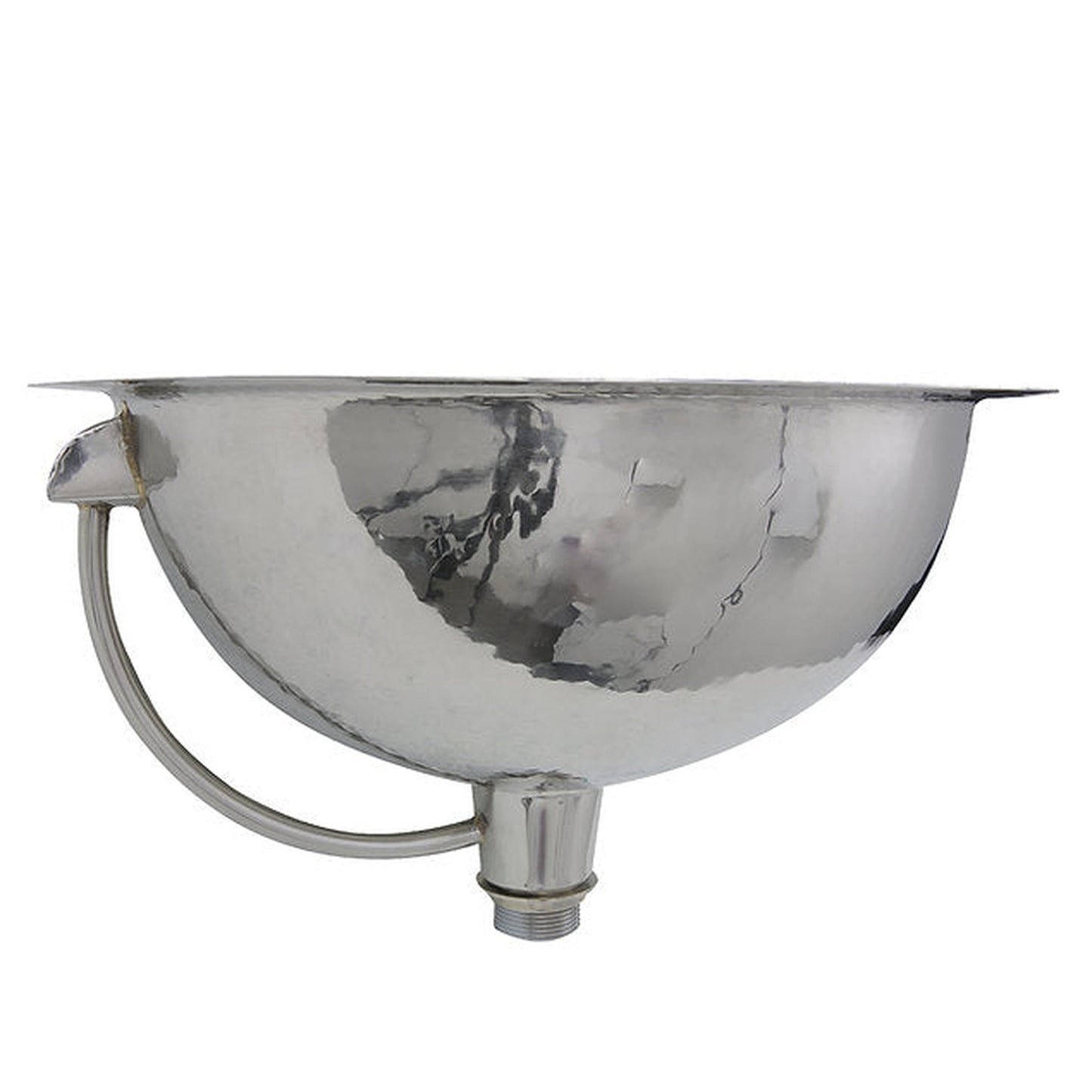 Nantucket Sinks Brightwork Home 17" Round Hand Hammered Polished Stainless Steel Undermount Sink With Overflow