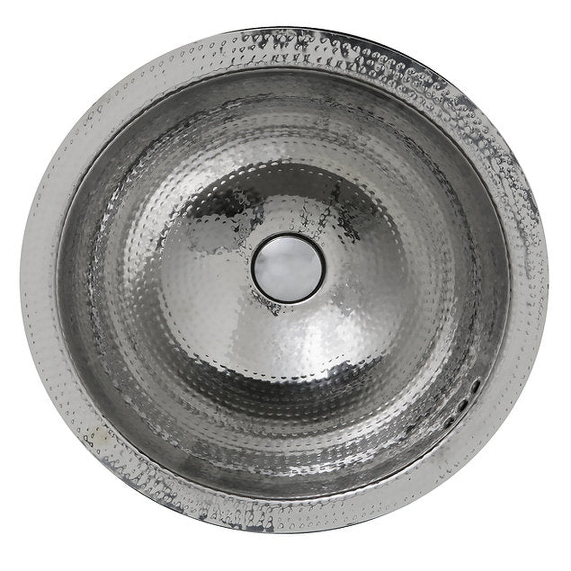 Nantucket Sinks Brightwork Home 17" Round Hand Hammered Polished Stainless Steel Undermount Sink With Overflow
