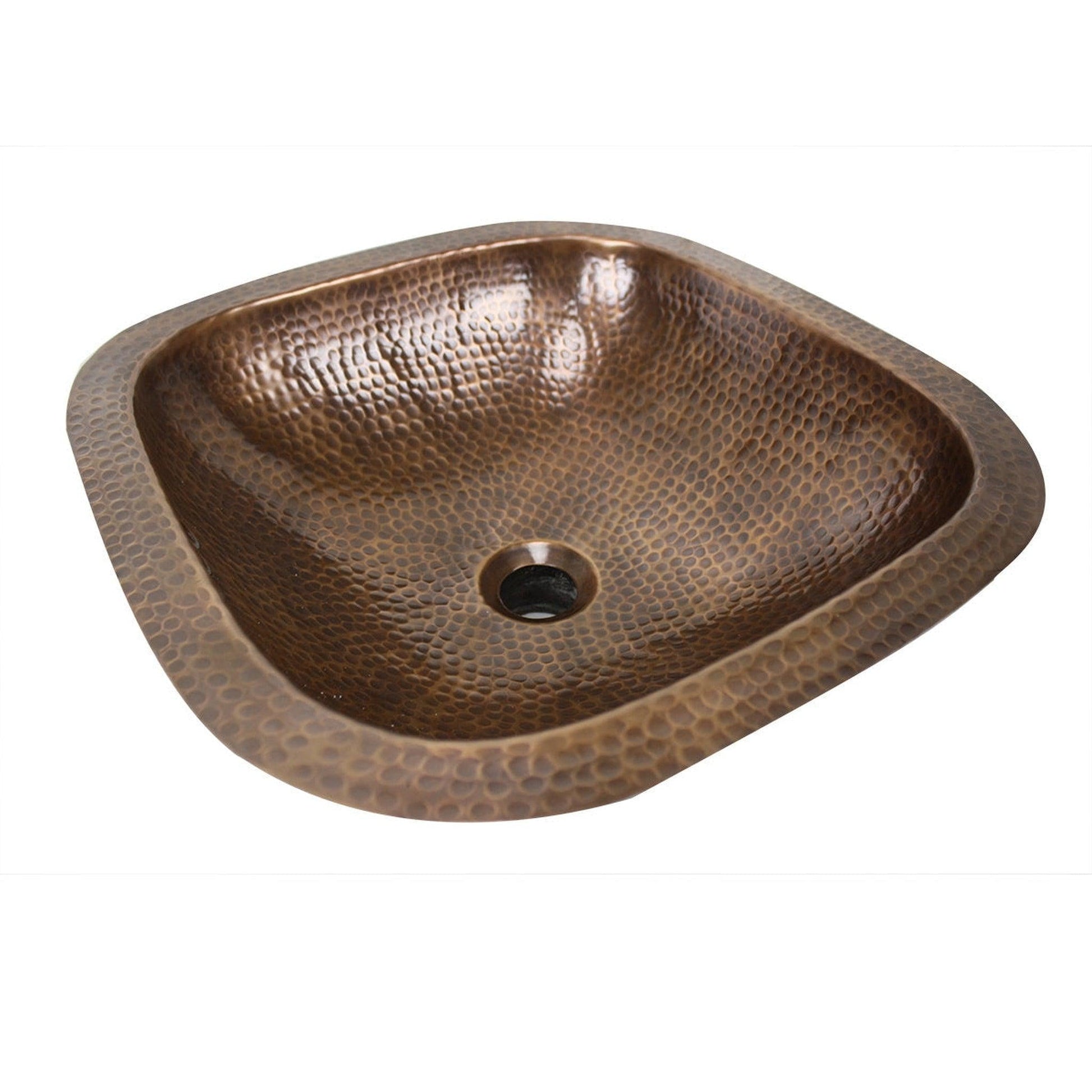 Nantucket Sinks Brightwork Home 17" Square Hand Hammered Light Copper Undermount Sink