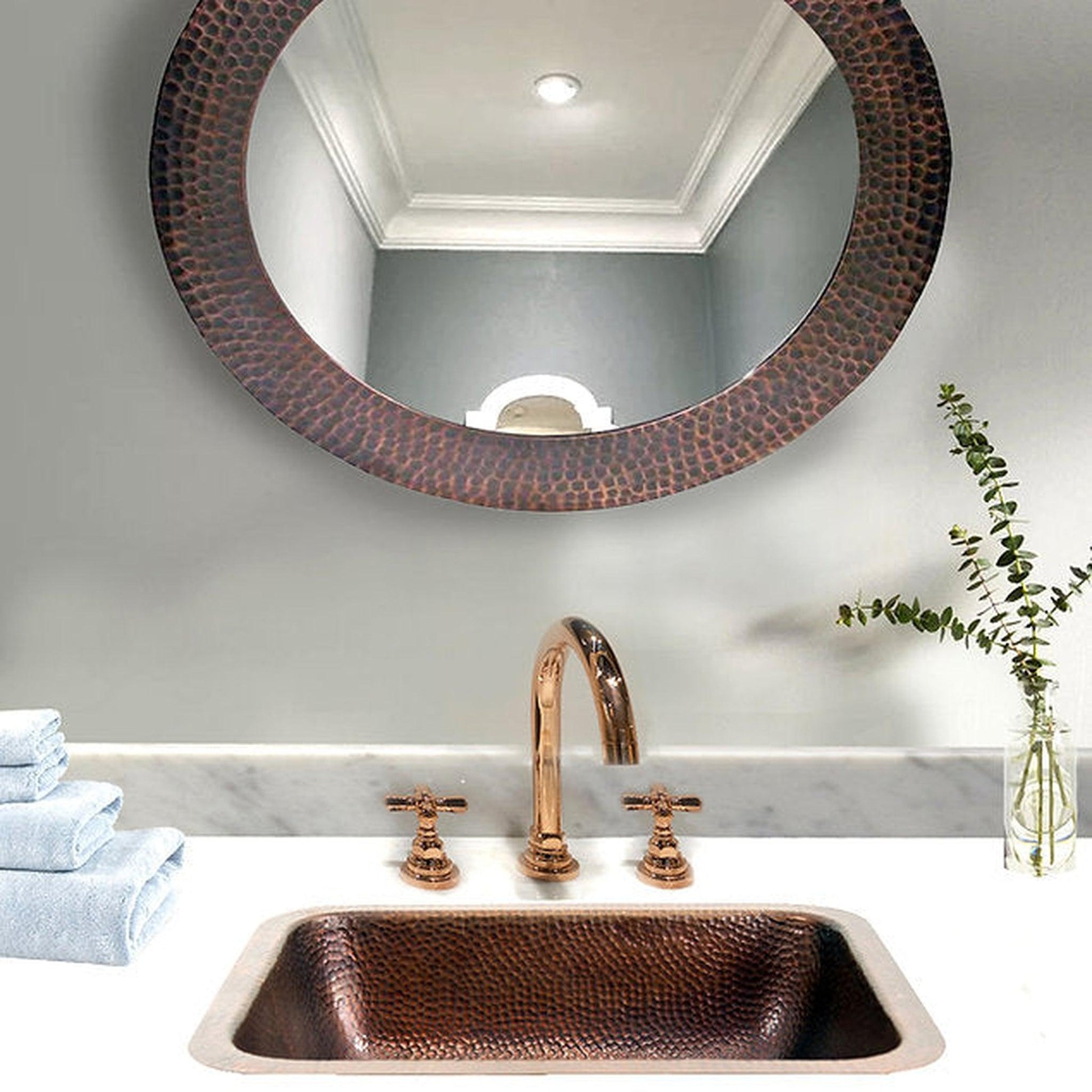 Nantucket Sinks Brightwork Home 17 W" x 14" D Rectangular Hand Hammered Light Antique Copper Dualmount Sink