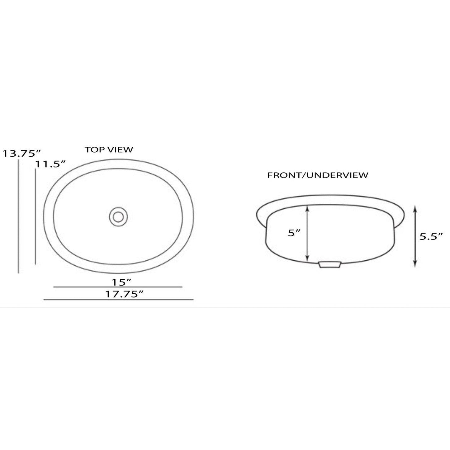 Nantucket Sinks Brightwork Home 18" W x 14" D Hand Hammered Oval Polished Stainless Steel Undermount Sink