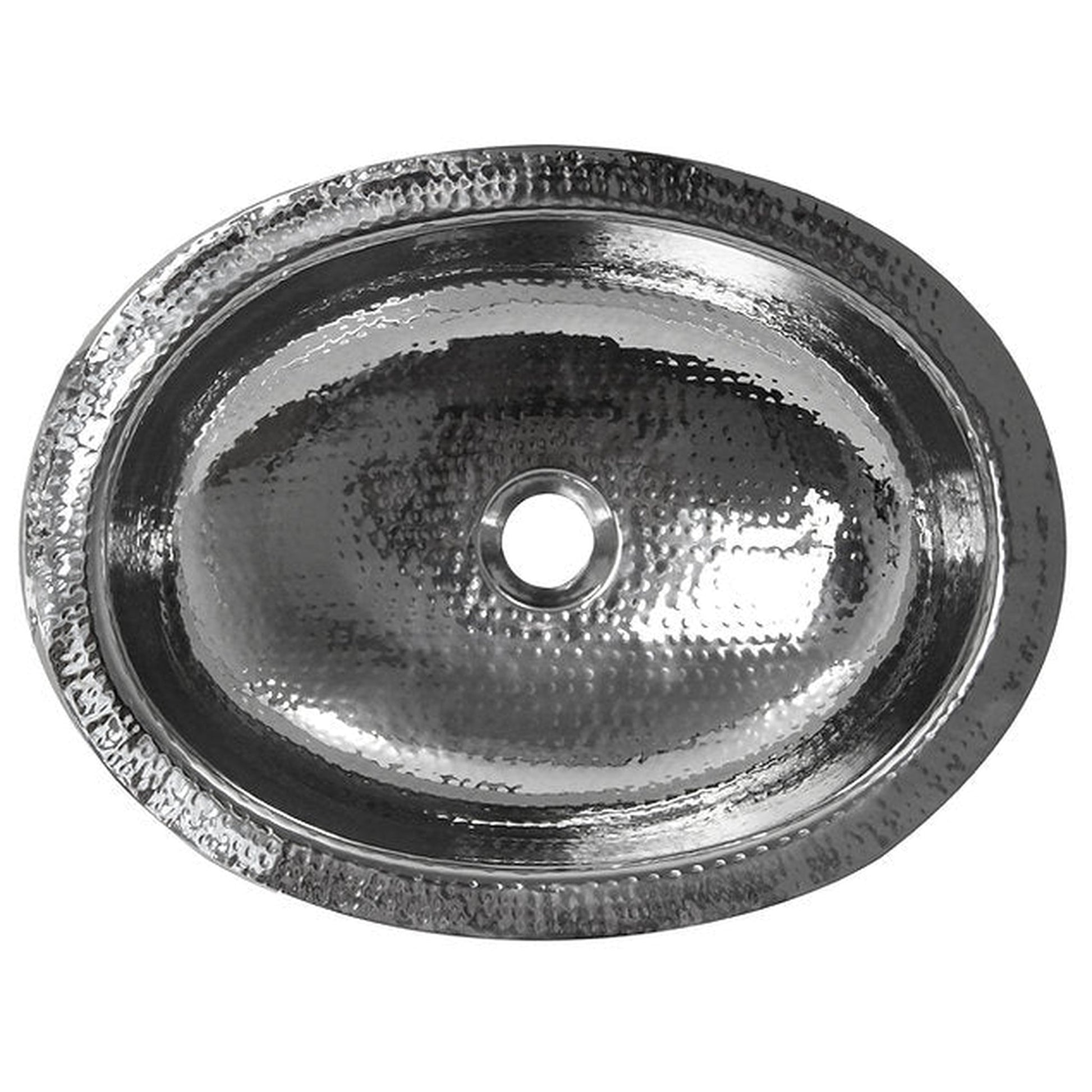 Nantucket Sinks Brightwork Home 18" W x 14" D Hand Hammered Oval Polished Stainless Steel Undermount Sink