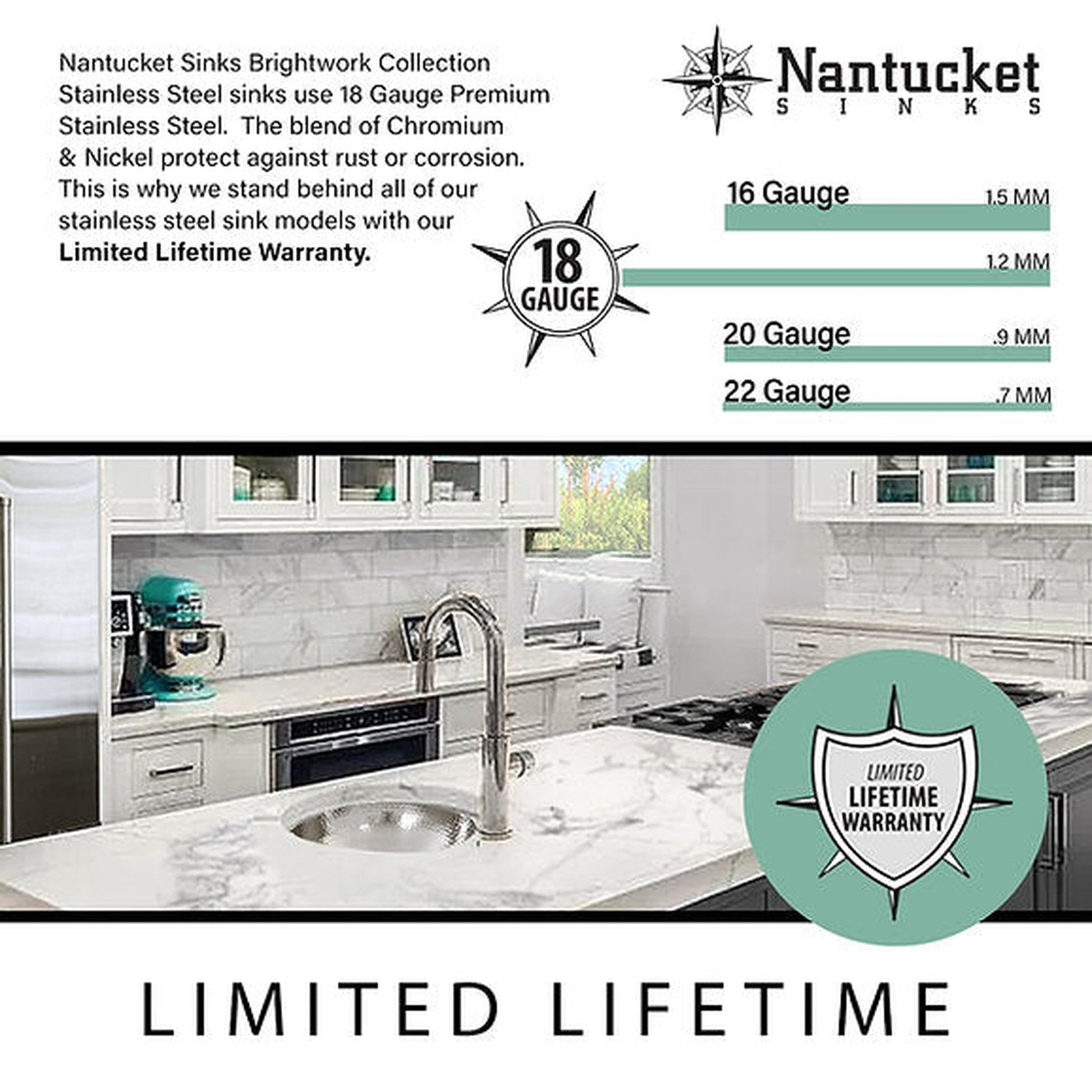 Nantucket Sinks Brightwork Home 18" W x 14" D Hand Hammered Oval Polished Stainless Steel Undermount Sink With Overflow