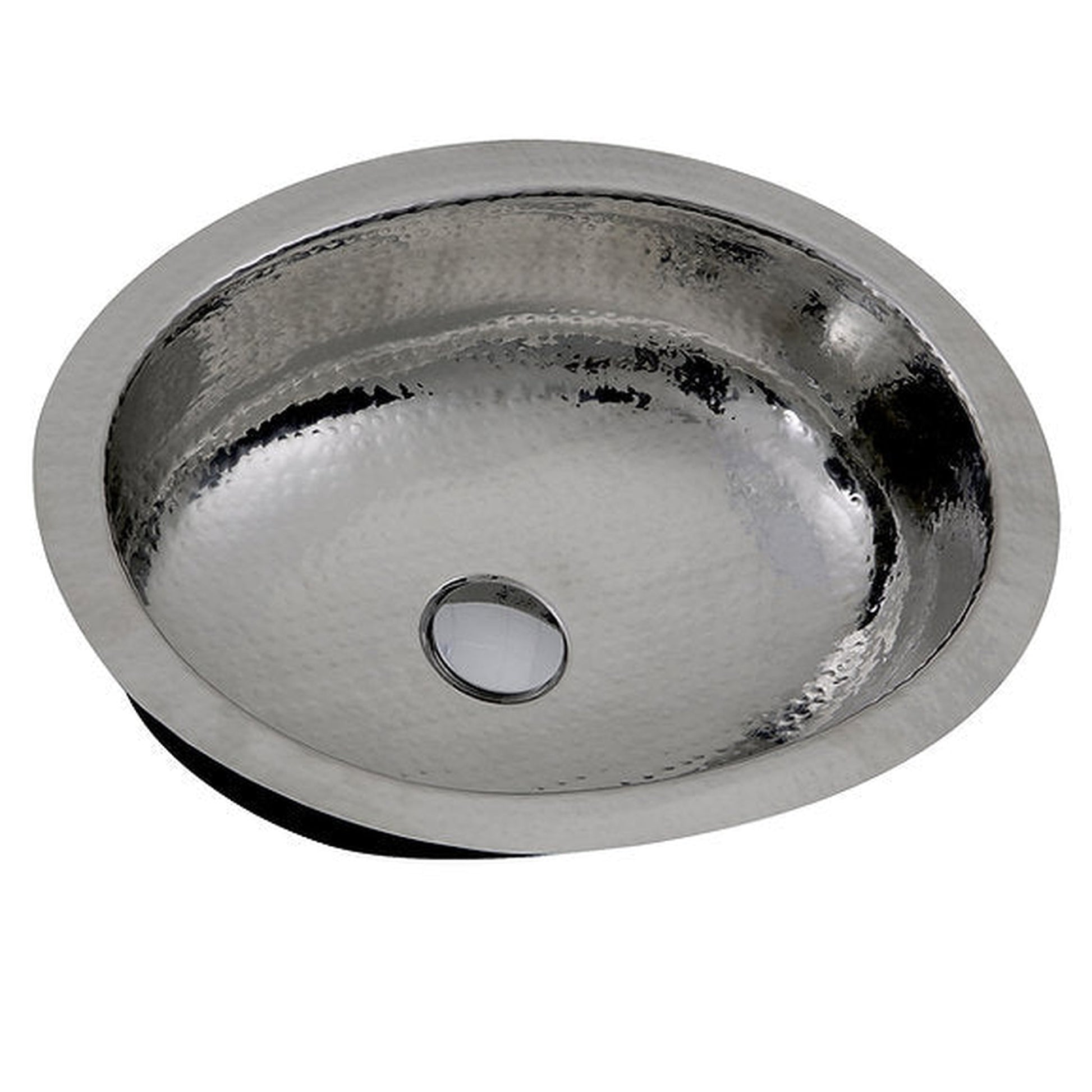 Nantucket Sinks Brightwork Home 18" W x 14" D Hand Hammered Oval Polished Stainless Steel Undermount Sink With Overflow