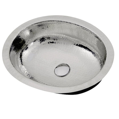 Nantucket Sinks Brightwork Home 18" W x 14" D Hand Hammered Oval Polished Stainless Steel Undermount Sink