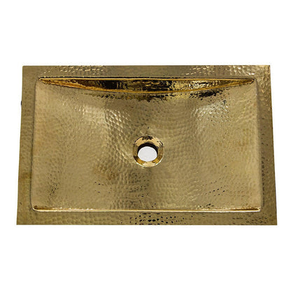 Nantucket Sinks Brightwork Home 20" W x 13" D" Rectangular Hand Hammered Polished Brass Undermount Sink With Overflow