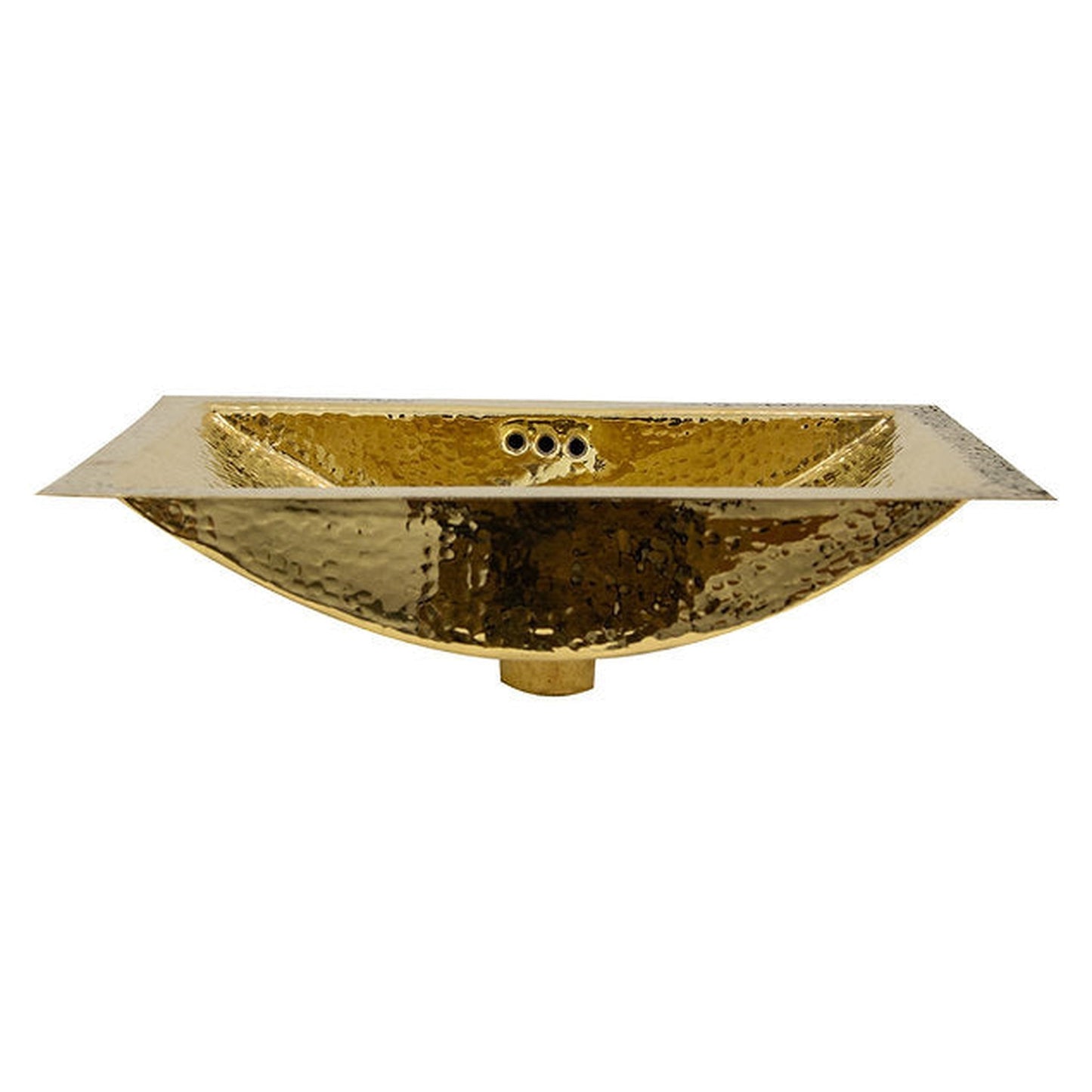 Nantucket Sinks Brightwork Home 20" W x 13" D" Rectangular Hand Hammered Polished Brass Undermount Sink With Overflow