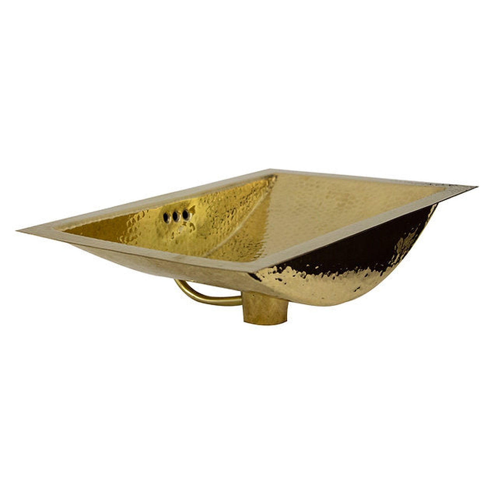 Nantucket Sinks Brightwork Home 20" W x 13" D" Rectangular Hand Hammered Polished Brass Undermount Sink With Overflow