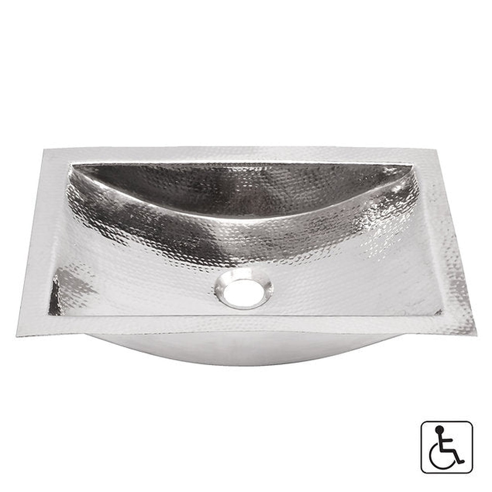 Nantucket Sinks Brightwork Home 20" W x 13" D" Rectangular Hand Hammered Polished Stainless Steel Dualmount Sink