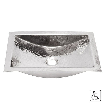 Nantucket Sinks Brightwork Home 20" W x 13" D" Rectangular Hand Hammered Polished Stainless Steel Dualmount Sink