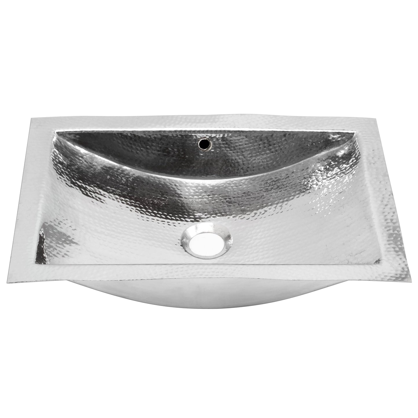 Nantucket Sinks Brightwork Home 21" W x 14" D" Rectangular Hand Hammered Polished Stainless Steel Undermount Sink With Overflow