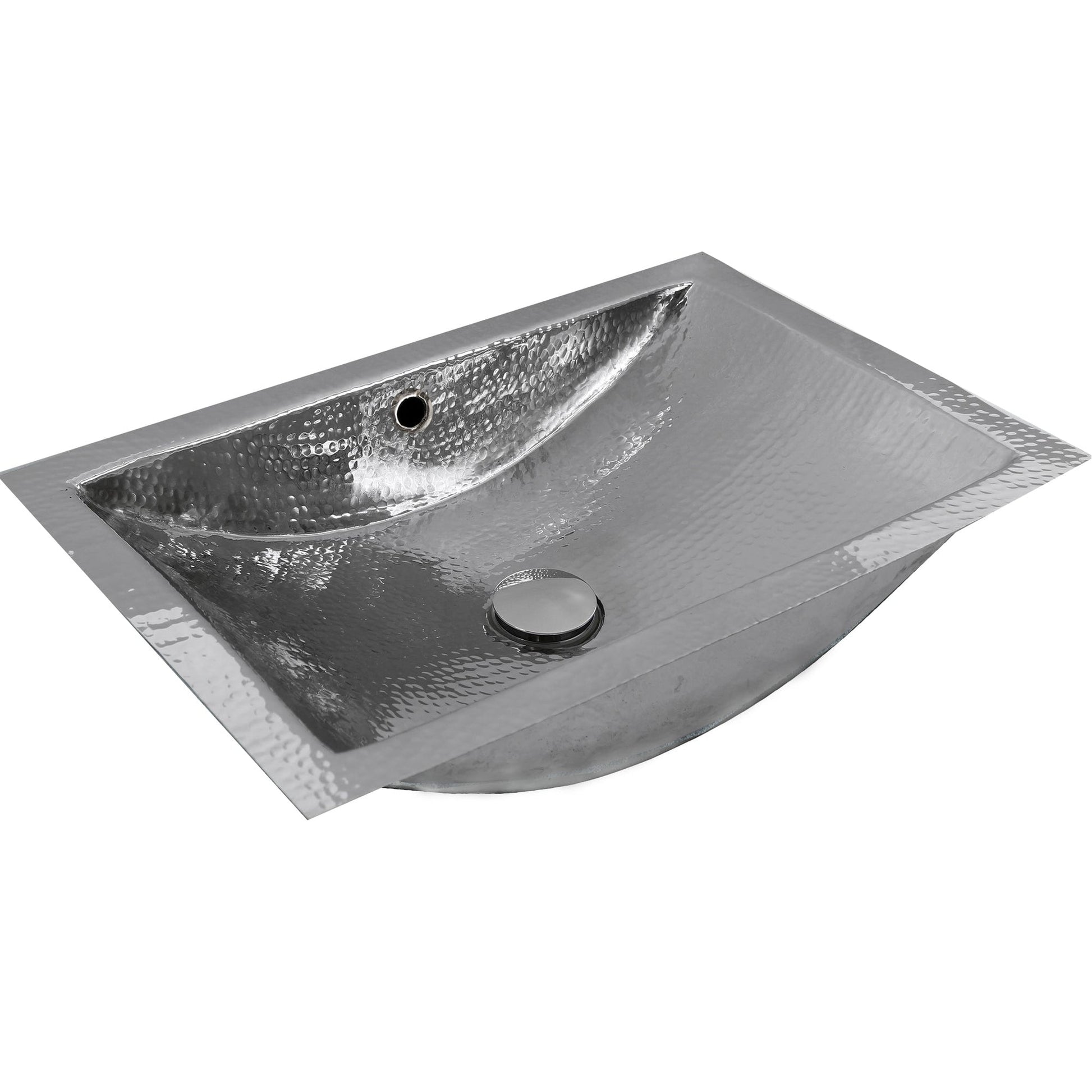 Nantucket Sinks Brightwork Home 21" W x 14" D" Rectangular Hand Hammered Polished Stainless Steel Undermount Sink With Overflow