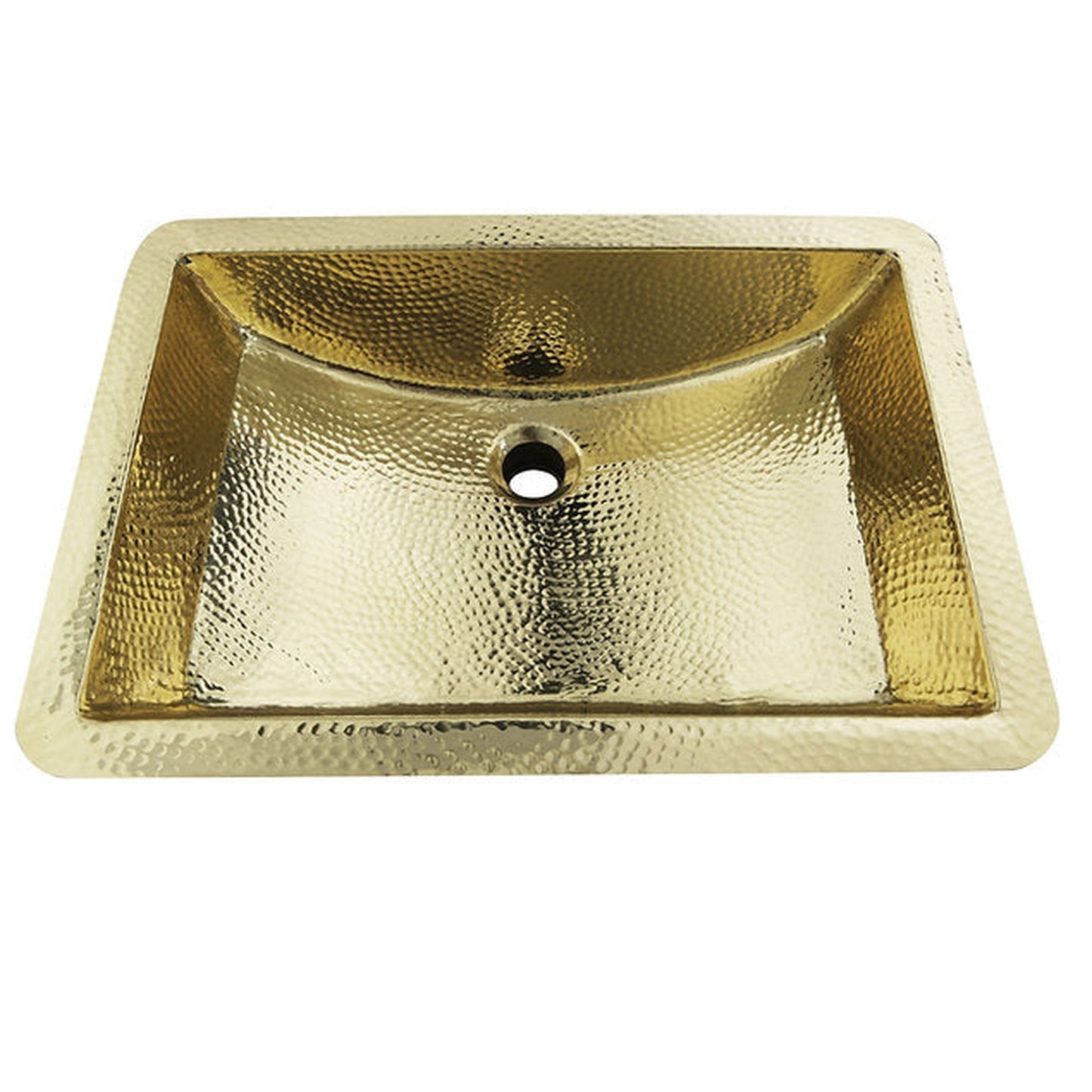 Nantucket Sinks Brightwork Home 21" W x 15" D" Rectangular Hand Hammered Polished Brass Undermount Sink With Overflow