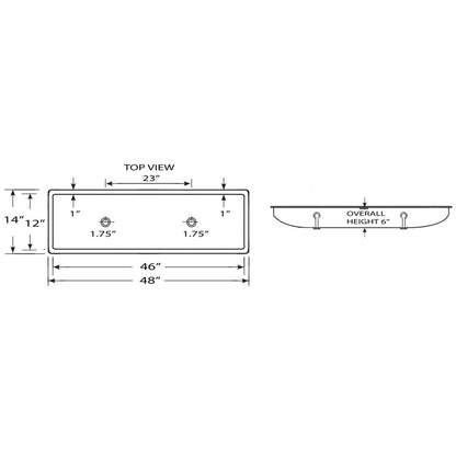 Nantucket Sinks Brightwork Home 48" W x 11" D" Rectangular Hand Hammered Polished Stainless Steel Double Trough Undermount Sink With Overflow