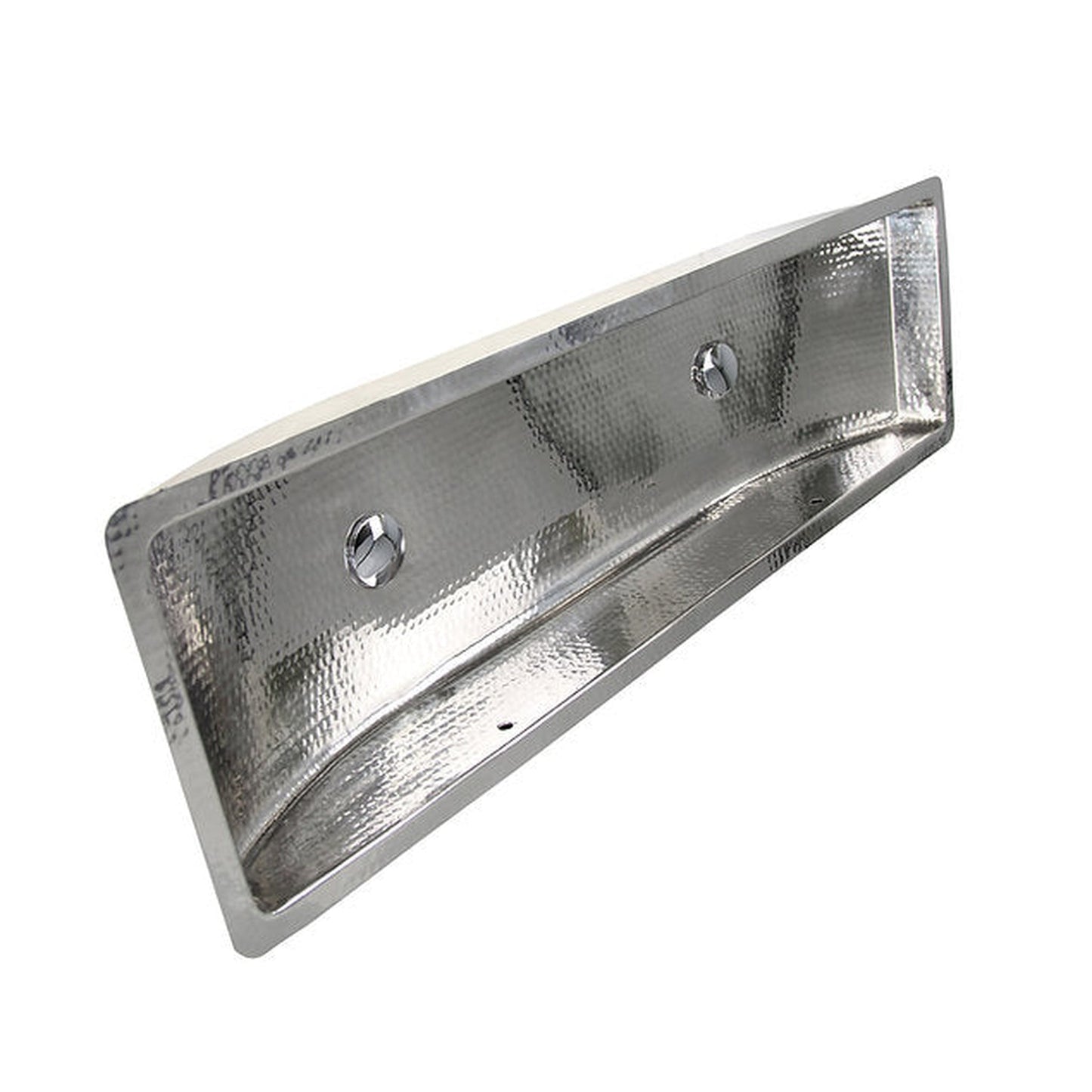 Nantucket Sinks Brightwork Home 48" W x 11" D" Rectangular Hand Hammered Polished Stainless Steel Double Trough Undermount Sink With Overflow