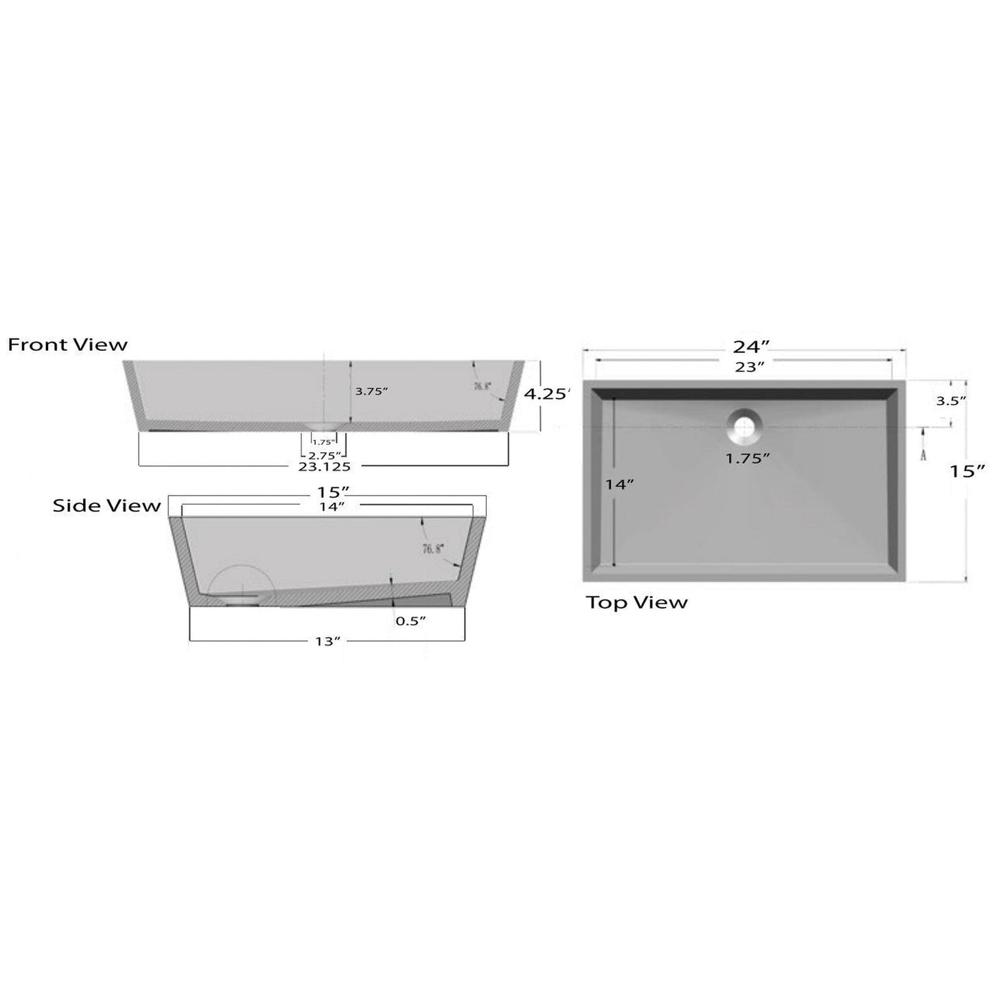 Nantucket Sinks Glacierstone 24" W x 14" D Rectangular White Vessel Sink