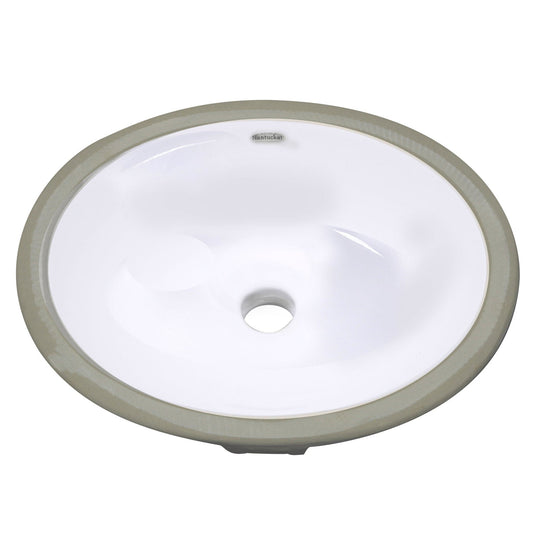 Nantucket Sinks Great Point 13" W x 10" D Oval Glazed Bottom Undermount White Ceramic Vanity Sink