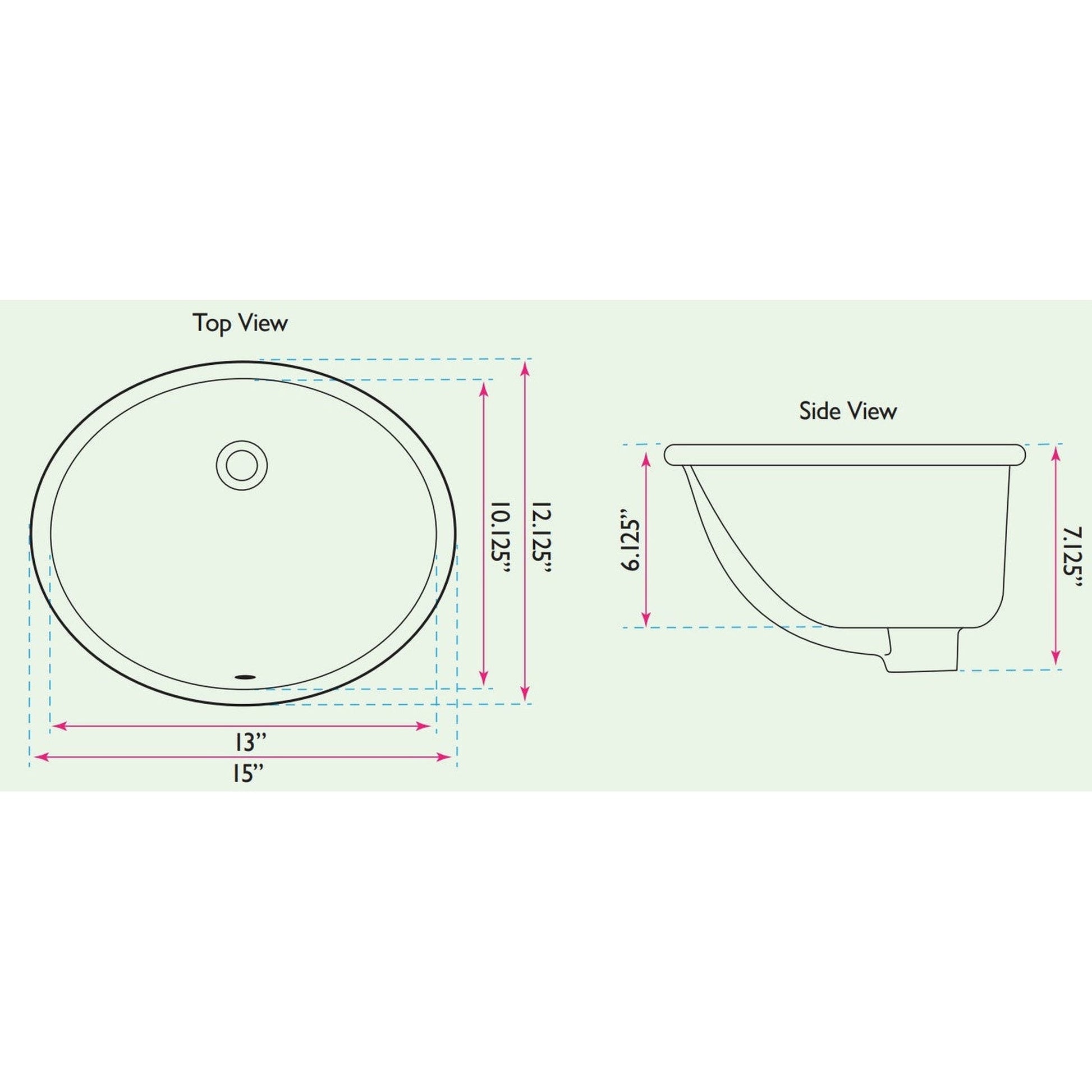 Nantucket Sinks Great Point 15" W x 12" D Oval Porcelain Enamel Glaze Undermount Ceramic Sink In Bisque With Oveflow