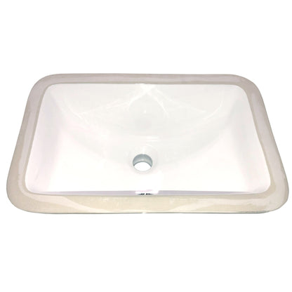 Nantucket Sinks Great Point 15" W x 9" D Rectangular White Porcelain Enamel Glaze Undermount Ceramic Sink With Overflow
