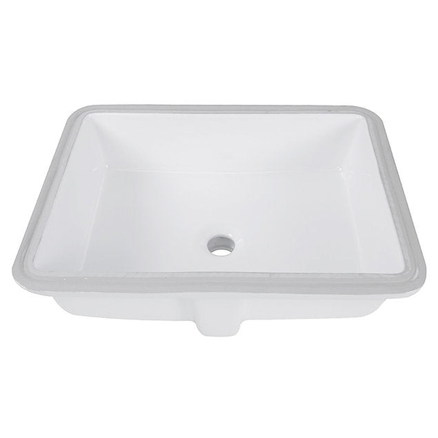 Nantucket Sinks Great Point 17" W x 13" D Rectangular Glazed Bottom Undermount White Ceramic Vanity Sink