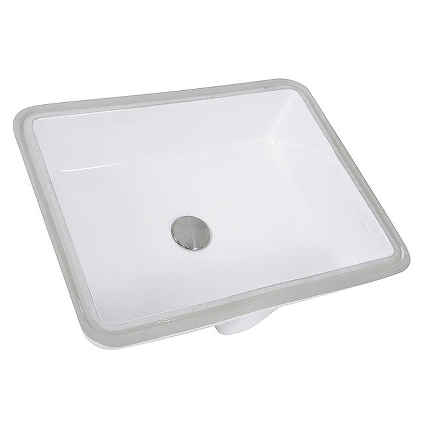 Nantucket Sinks Great Point 17" W x 13" D Rectangular Glazed Bottom Undermount White Ceramic Vanity Sink
