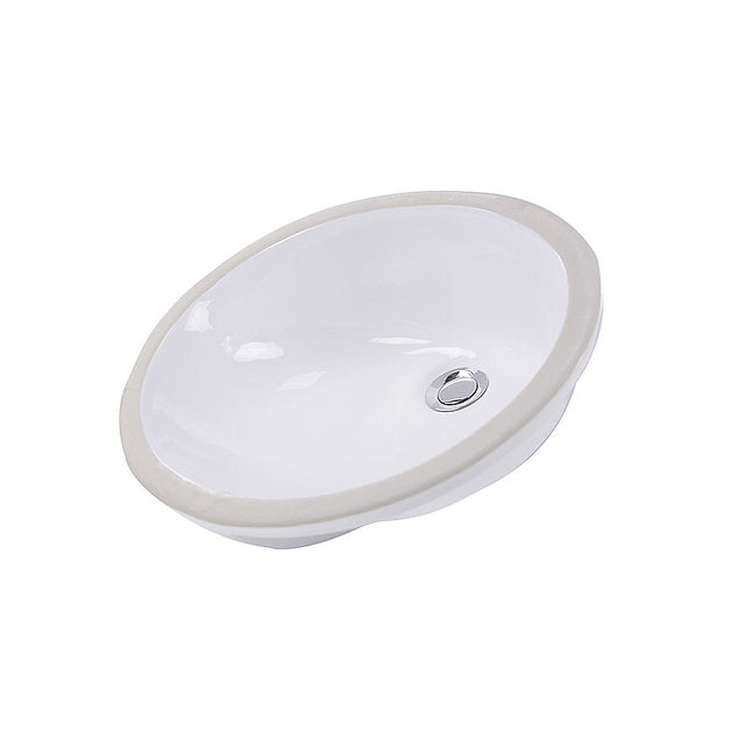 Nantucket Sinks Great Point 17" W x 14" D Oval Glazed Bottom Undermount White Ceramic Vanity Sink With Overflow