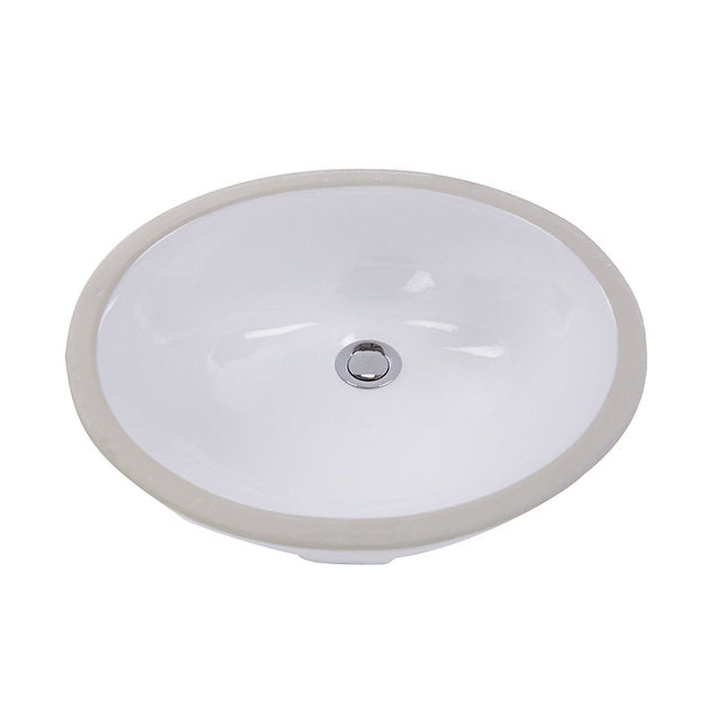 Nantucket Sinks Great Point 17" W x 14" D Oval Glazed Bottom Undermount White Ceramic Vanity Sink With Overflow